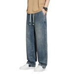 Pantalon en jeans homme vintage loose fit taille elastique casual jean stretch avec cordon effet délavé ... Pantalon en jeans homme vintage loose fit taille elastique casual jean stretch avec cordon effet délavé ...