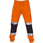 Pantalon de jogging bicolore haute visibilité pour homme avec bande réfléchissante orange / noir Pantalon de jogging bicolore haute visibilité pour homme avec bande réfléchissante orange / noir