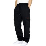 Pantalon jogging cargo homme en coton stretch noir - grande taille - dcontract - survtement sport ...