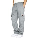 Pantalon jogging cargo homme gris - grande taille - coton stretch - survêtement sport avec poches Pantalon jogging cargo homme gris - grande taille - coton stretch - survêtement sport avec poches