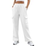 Pantalon jogging femme large blanc - haute taille - training pants respirant pour fitness et sports dhiver ...