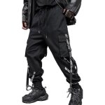 Pantalon de jogging pour hommes - punk cargo - baggy techwear - hip hop sarouel - streetwear - noir