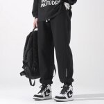 Pantalon jogging homme stretch - noir - coupe droit - taille elastique