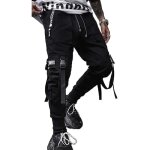 Pantalon de jogging pour homme - style punk et cargo - noir Pantalon de jogging pour homme - style punk et cargo - noir