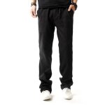 Pantalon en lin homme confortable taille elastiquee coupe droite lger et - noir - insfity - coupe droite ...