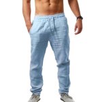 Pantalon en lin coupe large homme - bleu ciel - respirant et confortable Pantalon en lin coupe large homme - bleu ciel - respirant et confortable