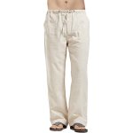 Pantalon de loisir homme - coton lin - kaki - coupe loose - confortable respirant Pantalon de loisir homme - coton lin - kaki - coupe loose - confortable respirant