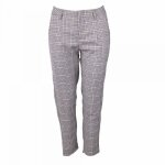 Pantalon carotte  pinces inspiration motif tartan femme rose
