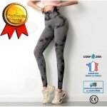 Pantalon de musculation gris tie - dye taille haute pour femme - confo�