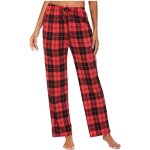 Pantalon pyjama décontracté confortable à carreaux pour femmes - rouge - jambes larges - yoga longs Pantalon pyjama décontracté confortable à carreaux pour femmes - rouge - jambes larges - yoga longs