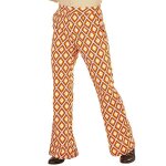 Pantalon rtro homme - widmann - groovy annes 70 - imprim losanges orange - taille lastique