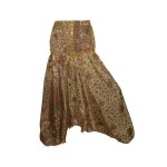 Pantalon sarouel ethnique femme en soie - itendance - taille haute - beige