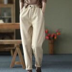 Pantalon sarouel femme décontracté en coton avec taille élastique et polaire intérieure - ecelen - couleur ... Pantalon sarouel femme décontracté en coton avec taille élastique et polaire intérieure - ecelen - couleur ...