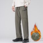 Pantalon de ski - epais double polaire - coupe droite cargo - homme - vert militaire