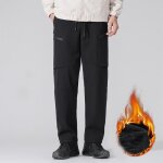 Pantalon de ski epais double polaire coupe droite cargo sport - noir