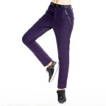 Pantalon ski femme rsistance  leau double polaire chaude couleur unie - violet