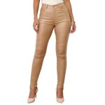 Pantalon skinny enduit  fermeture zippe et bouton. dot de 3 poches devant et 2  larrire. longueur ...