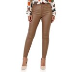 Pantalon slim enduit - la modeuse - camel - 5 poches - taille standard - femme
