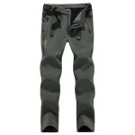 Pantalon softshell hiver femme impermable randonne chaud polaire avec ceinture - vert