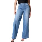 Pantalon toile taille lastique jeans jambes larges pour femmes jeans jambes larges taille haute bleu