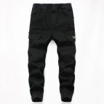 Pantalon de travail enfant jogging garon taille lastique rglable casual cargo - noir
