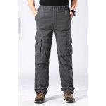 Pantalon de travail homme gris relaxed fit 100%coton multi poches taille elastique lâche casual - gris ... Pantalon de travail homme gris relaxed fit 100%coton multi poches taille elastique lâche casual - gris ...