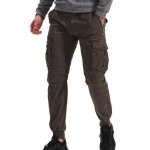 Pantalon de travail homme style cargo - insfity - taille �lastique cheville �lastique - cafe