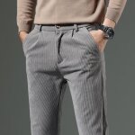 Pantalon en velours ctel pour homme insfity - gris clair - coupe droite - automne / hiver - casual