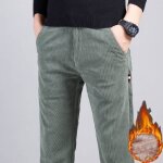 Pantalon en velours ctel slim fit doubl polaire stretch casual - insfity - homme - vert