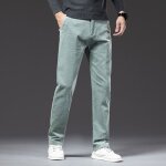 Pantalon en velours ctel stretch casual coupe droite slim - insfity - vert - homme