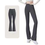 Pantalon de yoga bootcut pour femme - marque - modle - taille haute - slim fit - couleur unie - gris ...