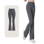 Pantalon de yoga bootcut pour femme taille haute slim fit pantalon vas couleur unie pour quotidien ...