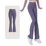 Pantalon de yoga bootcut femme - violet - taille haute - slim fit - couleur unie