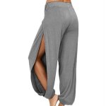 Pantalon de yoga pour femme avec fente - gris clair - respirant - yoga Pantalon de yoga pour femme avec fente - gris clair - respirant - yoga
