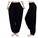 Pantalon de yoga femme harem pilates bouffant noir - super doux et elastique