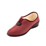 Pantoufles fourres laine majoritaire - charmance - femme - bordeaux - rouge