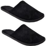 Pantoufles homme - casa and co - pack de 2 paires 3034 - noir - tailles 39 / 42 43 / 46