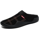 Pantoufles homme hiver en cuir noir - ultra confortables et chaudes en coton - modle classique