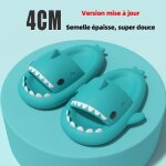 Pantoufles dintrieur - ecelen - requin - mixte - bleu - fond mou et antidrapant