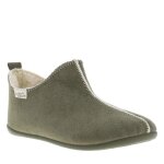 Pantoufles charentaise kaki � talon plat avec rev�tement en lainage