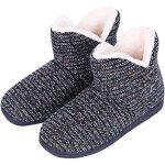 Pantoufles montantes femme hiver - amoune - doublure peluche - noir