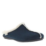 Pantoufles type mule bleu marine fourres en laine  semelle adhrente