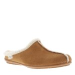 Pantoufles mules camel fourres avec une semelle antidrapante