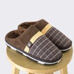 Pantoufles en peluche - meilleure qualit - homme - hiver - ultra confortable - marron