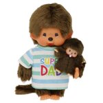 Poup�e - sekiguchi - monchhichi - super papa avec enfant - 18 cm - 65 cm - gar�on