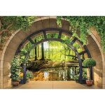 Papier peint intiss� 3d for�t ensoleill�e 312x219 cm fen�tre voir paysage nature salon photo non tiss� ...