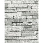 Papier peint intiss� briques claires grain� 1005 x 52cm gris