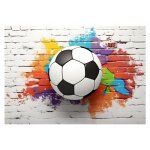 Papier peint intiss panoramique enfant football graffiti effet 3d 368x254 cm tapisserie photo non tiss ...