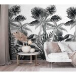 Papier peint palmae noir et blanc