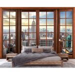 Papier peint panoramique intiss 3d fenetre new york 416x254 cm tapisserie chambre salon photo non tiss ...